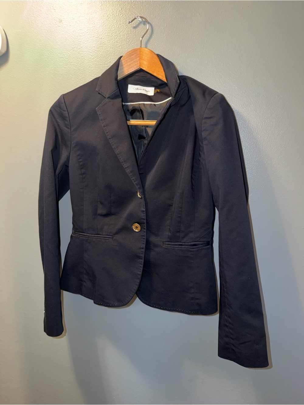 Calvin Klein Navy Single-Breasted Fitted Blazer